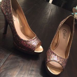Candies glitter peep-toes platform heels